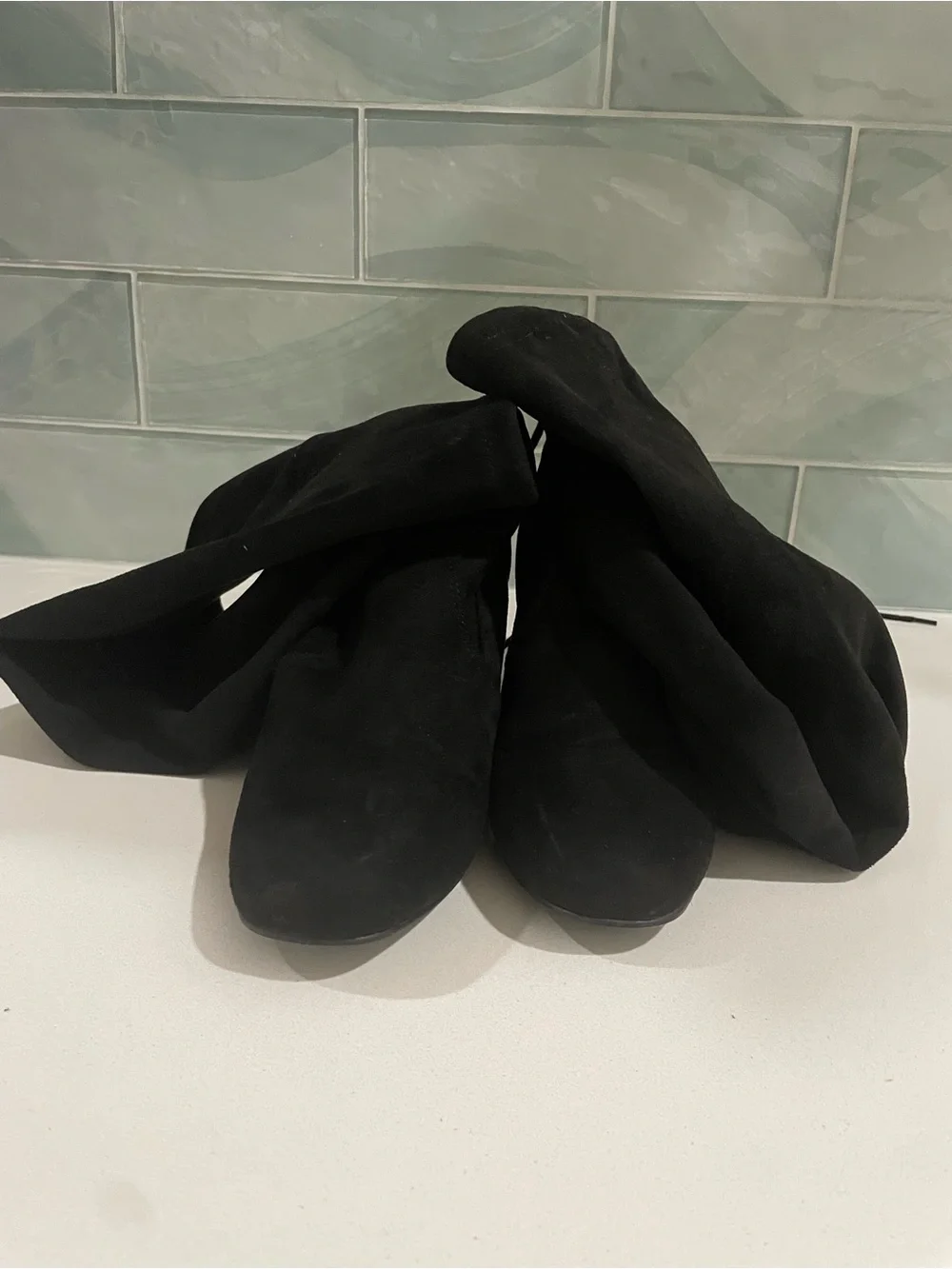 Chinese Laundry Black Over-the-Knee Stretch Tie Boots
